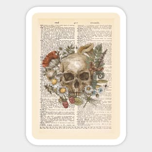 Human skull with flowers - floral skull Sticker